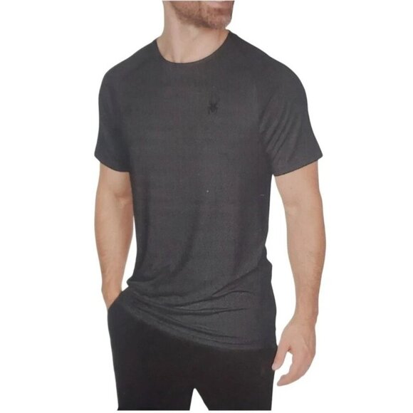 NEW Spyder Active Men's M Gray Short Sleeve Athletic Shirt Polyester/Spandex - Picture 1 of 8